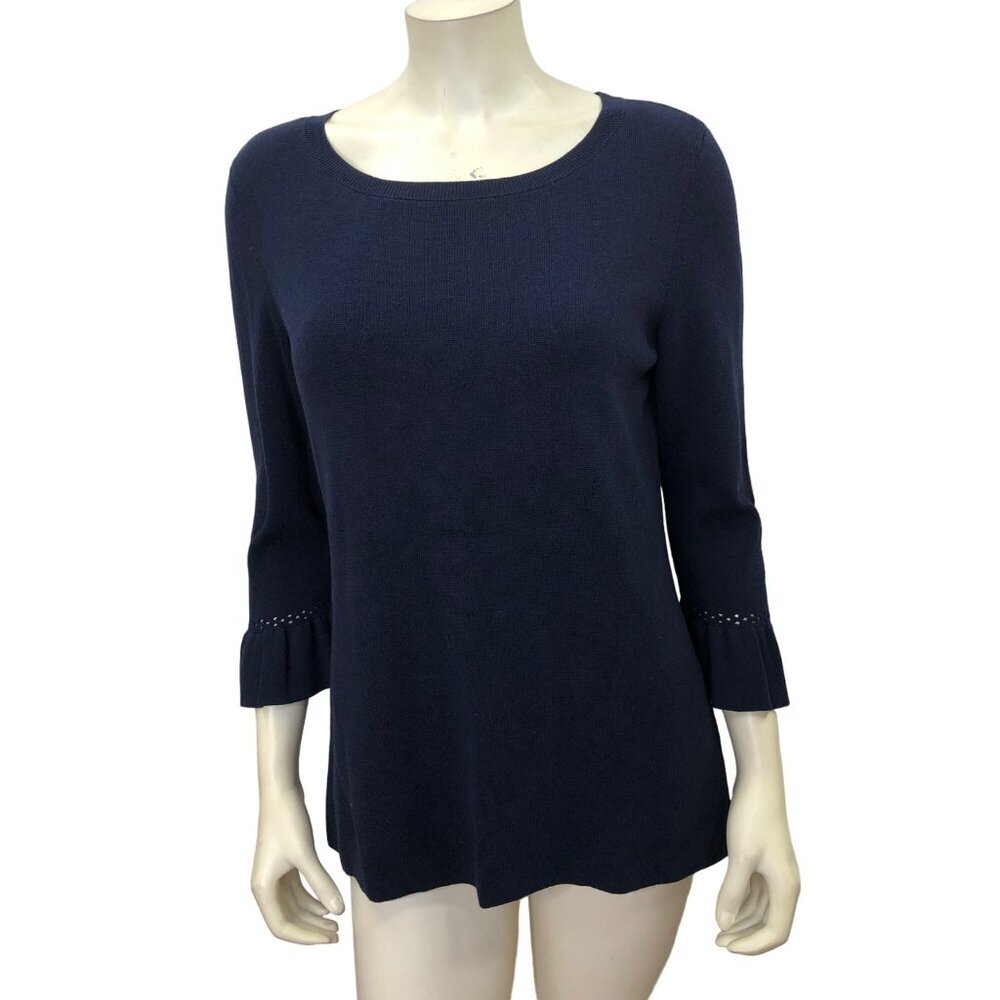 TALBOTS 3/4 RUFFLE SLEEVE‎ SWEATER TOP MD
